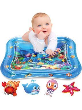Inflatable Tummy Time Water Mat for Babies, Sensory Play Toy for 3-24 Months